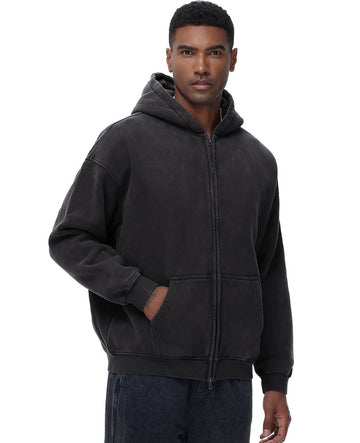 Oversized Heavy Cotton Vintage Fall Fleece Jacket With Pockets