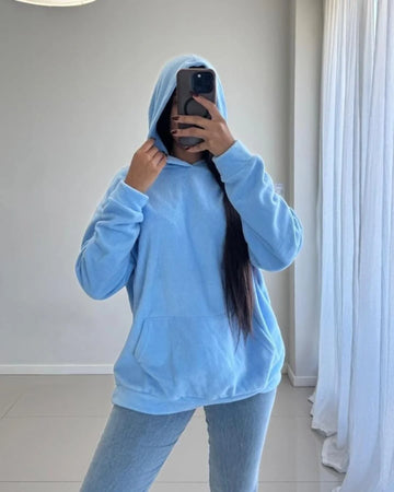 Oversized Heavy Cotton Vintage Acid Wash Hoodie Blue