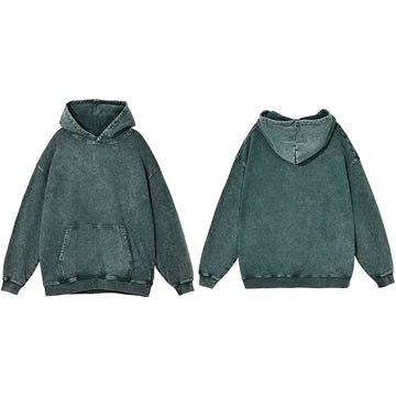 Oversized Heavy Cotton Vintage Acid Wash Hoodie Green