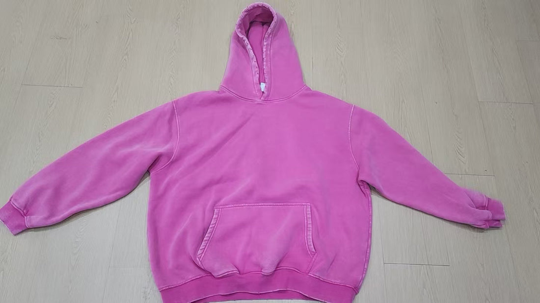 Oversized Heavy Cotton Vintage Acid Wash Hoodie Pink