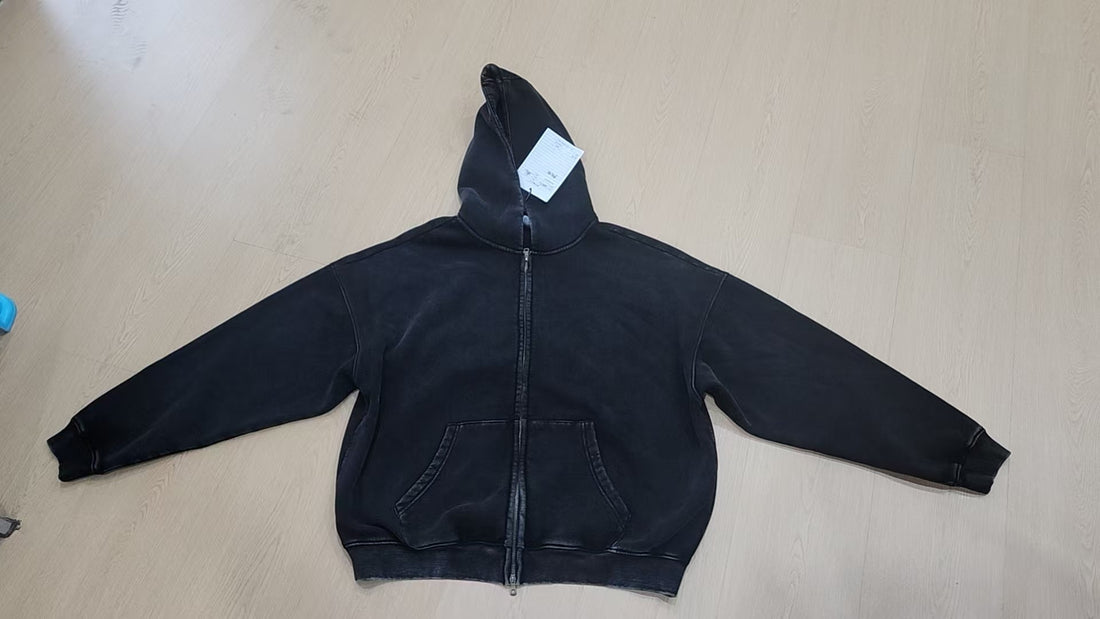 Oversized Heavy Cotton Vintage Fall Fleece Jacket With Pockets